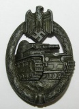 Panzer Assault Badge In Bronze-Maker Marked W/Stylized 