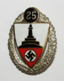 Scarce WW1 German Veteran 25  Year Kyffhäuser Bund Membership Badge In Silver