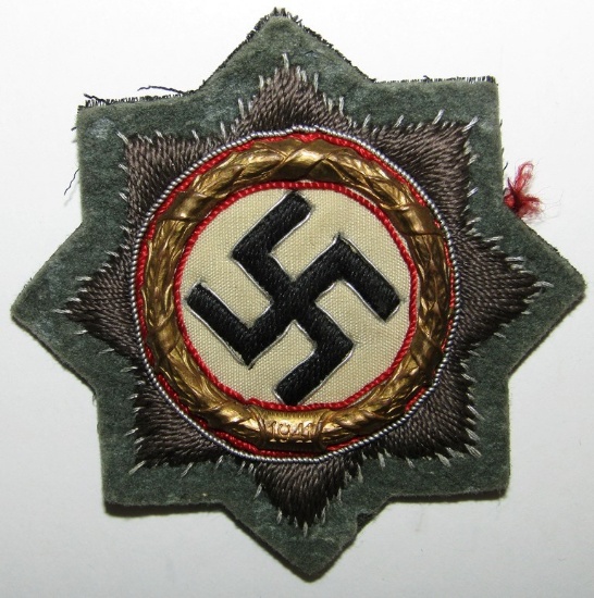 WWII German Cross In Gold-Wehrmacht Issue  Cloth Version-Scarce Maker