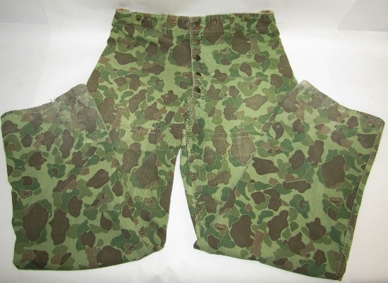 Scarce WW2 Period USMC Reversible Camo P44 Combat Trousers-Rare "Tent" Style Fly Buttons