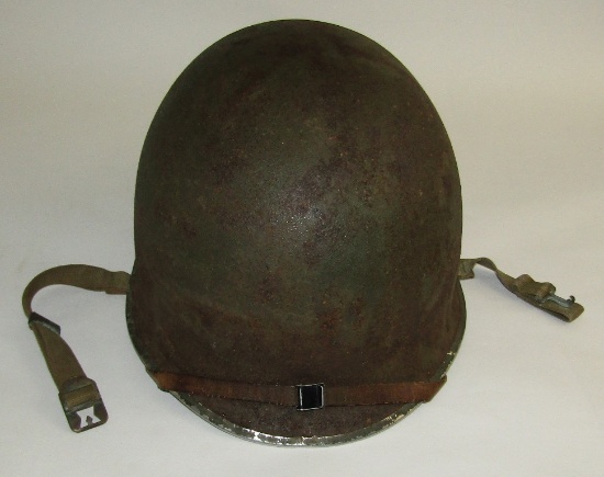 Early U.S. M1 Front Seam/Fixed Bale Helmet-Named Firestone Liner W/Chin Strap