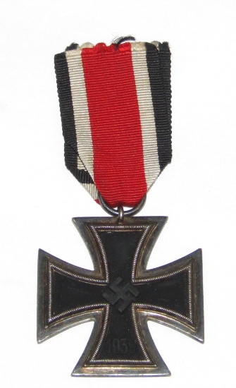 WW2 Iron Cross 2nd Class With Ribbon-"24" Maker-Scarce Wide Frame Variant