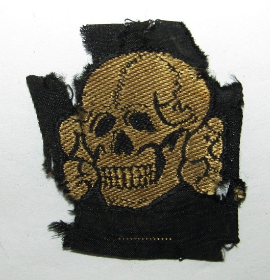 Waffen SS Bevo Embroidered Tropical Skull For The M41/Garrison Caps-Period Removed