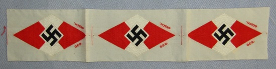 Rare Hitler Youth  Sports Shirt Uncut Patch Strip-Sequential Numbered RZM Labels On The Reverse