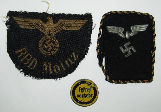 3pcs-Uniform Removed Reichsbahn RBD MAINZ Patch-Single EM Collar Tab-FERN-VERKEHR badge