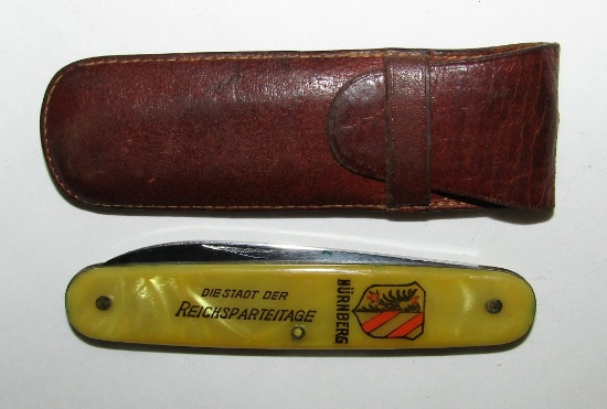 Rare Ca. 1930's Original "DIE STADT DER REICHSPARTEITAGE NURNBERG" Souvenir Pocket Knife