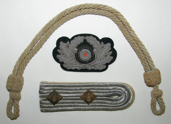 3pcs-WW2 Wehrmacht Hauptmann Shoulder Board-Bullion Cap Wreath-officer's Chin Strap