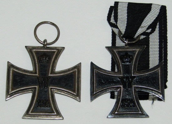 2pcs-WW1 Iron Crosses 2nd Class-One Is Maker Stamped "PS"