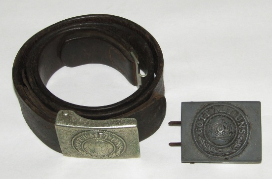 WW1 Imperial German EM Buckle-1932 Dtd.Weimar Buckle W/Tab "G.H. OSANG/Leather Belt