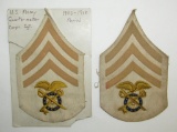 M1902 Matching Pair Quartermaster Sgt. Rank Stripes On White Cotton For Dress/Summer Service Tunic.