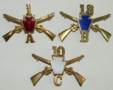 3pcs-Circa 1890's Pennsylvania National Guard Infantry Regiment Cap Insignia