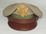 WW2 U.S. Army Air Forces Officer's Khaki Visor Cap In 