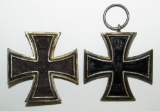 2pcs- 1st And 2nd Class WW1 Iron Crosses. The EKII Is Ring Maker Stamped 