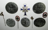 10pcs-Misc. WW2 German Rally Badges-Stickpins-Mothers Cross In Silver