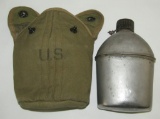 WW2 U.S. Army Soldier Combat Canteen With Rare British Made Canvas Cover