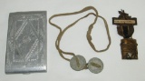 WWI U.S. Soldier Dog Tags-Trench Art Cigarette Case-American Legion Medal
