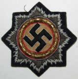 Gold German Cross In Cloth. Kriegsmarine/Panzer? Issue With Dark  Wool Backing