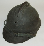 Model 1915 WW1 Period French Army Adrian Helmet With Chin Strap