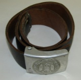 Hitler Youth Aluminum Buckle With Modified RBNr./1944 Dated Black leather Belt-