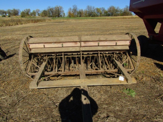 8 Ft. Single Disc Grain Drill With Grass Seeder on High Steel ( Shedded )