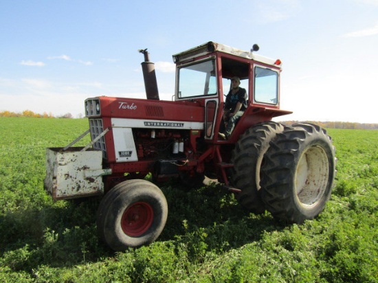 IH Model 1066 Diesel Tractor, Cab, 38 Inch Rubber, Hub Duals, Rock Box, 3 P