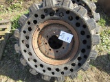 Set of Four Solid Rubber 12-16.5 Skid Loader Tires & Rims ( Your Bid X 4 )