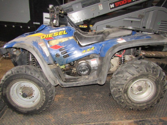 Polaris 4 X 4 On Demand Four Wheeler with Diesel Engine, Winch, Needs Work