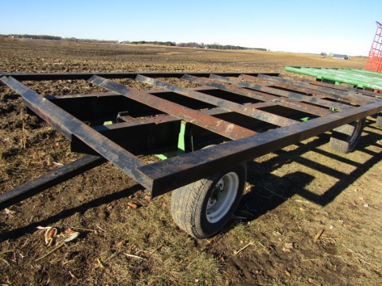 8 X 18 Ft. Steel Bale Trailer on Parker Four Wheel Wagon, Ext. Pole