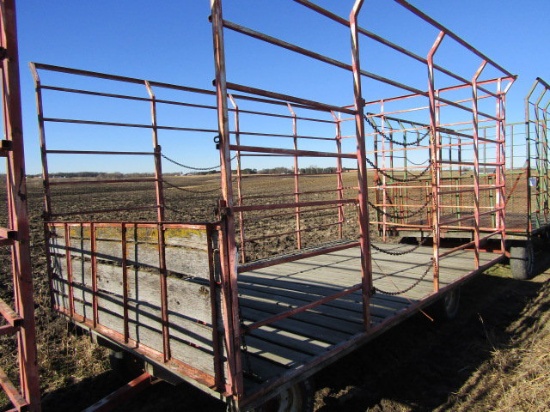 9 X 16 Ft. Notch Steel Bale Throw Rack on Notch Four Wheel Wagon