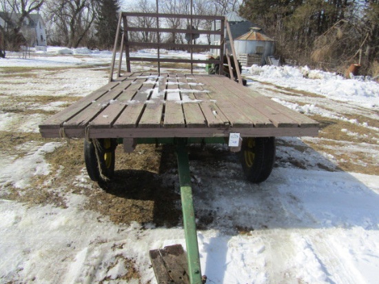 8 X 16 Ft. Wooden Flat Rack on John Deere 1064 Four Wheel Wagon