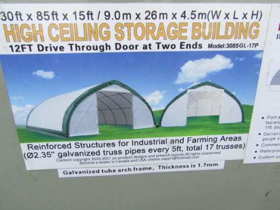 712-3266.   30ft x 85ft Hoop Building with 12ft Drive Through Doors on Two Ends, tax