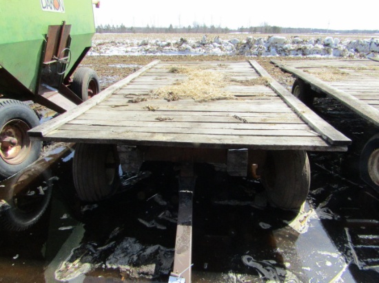 MN 10 Ton Four Wheel Wagon, Ext. Pole, with 9 X 17 Wooden Flat Rack