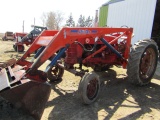 Farmall Super M Gas Tractor, Wide Front, Wheel Weights, Good 14.9 X 38 Inch