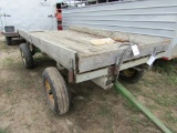 6 FT. X 12 FT. Wooden Rock Wagon on JD 1065A 4 Wheel Wagon, Hyd. Hoist