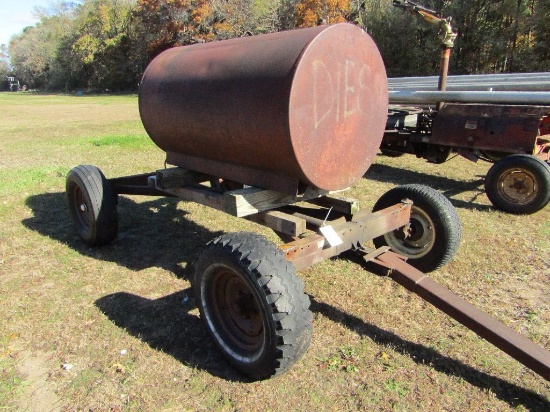 300 Gallon Fuel Barrel on Four Wheel Wagon