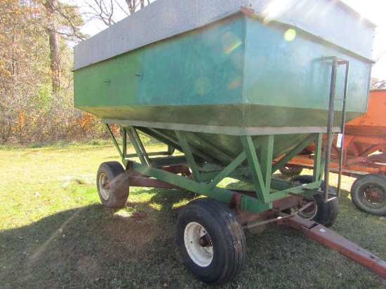 Parker 300 Bushel +/- Gravity Box with Extensions , Access Ladder on Heavy Duty Four Wheel Wagon, Ex