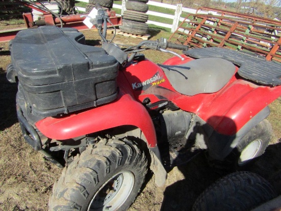 2000 Kawasaki Prairie 4 X 4 Four Wheeler, AT, Front & Rear Racks, Your Bid