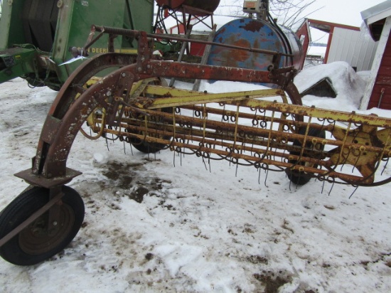 New Holland Model 256 Side Rake with Shop Built Hitch Wheel