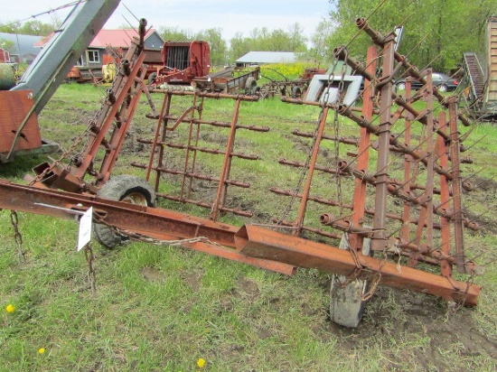 20 FT. Four Section Lever Harrow On Cart