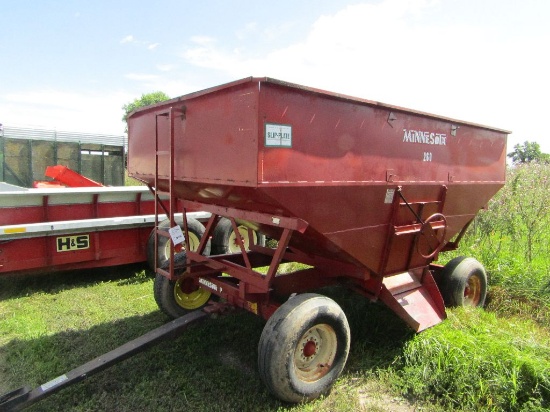 Minnesota 200 Bushel Gravity Box on MN Four Wheel Wagon