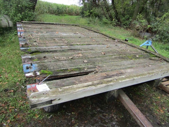 Older 8 x 14 FT. Flat Rack on MN 6 Ton Four Wheel Wagon