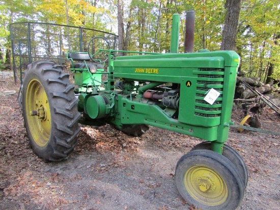 1949 John Deere Model A, Good 13.6 X 38 Inch Rubber, Snap Couplers, 6 Speed