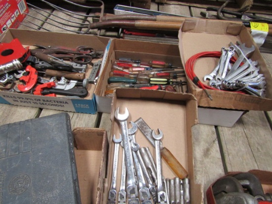 Screw Drivers, Few Ratchet Wrenches, Small Socket Set, Misc. Wrenches