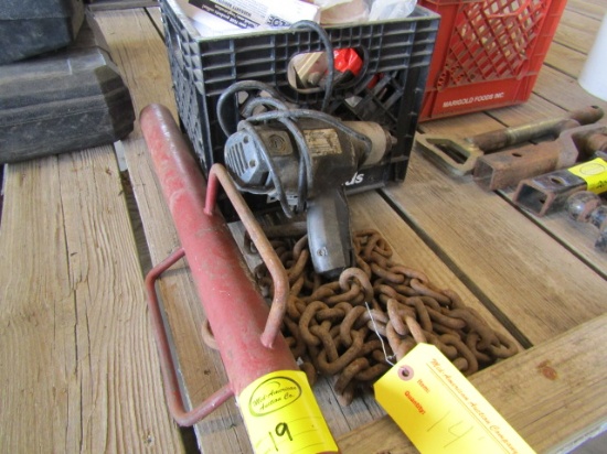 251. 14 FT. Log Chain, !/2 Inch Elect. Impact Wrench, Post Pounder & Misc. Sales Tax Applies