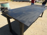 282-583. Nice 44 Inch X 105 Inch Welding Table with 5 Inch Bench Vise & Slag Drop, Sales Tax Applies