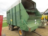 208. Badger 14 FT. Forage Box on Badger Tandem Axle Wagon, Ext. Pole, One Owner
