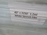248-419. 6 Pallets of 16 Rolls of 40 Inch X 3250 FT. Rolls of1.2 Mil White Stretch Film, Sold by the
