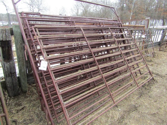 105. (11) Heavy Duty 10 FT. Long X 6 FT. High Tubular Steel Interlocking Corral Panels, Includes 1 F