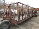 120. Harms Built 30 FT Long X 7 FT. Wide Tricycle Front Bunk Feeder Wagon, Ext. Pole