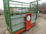 124. Arkfeld 3000 Pound Dial Indicator Livestock Scale, 30 Inches Wide X 8 FT. Long with End Gates,